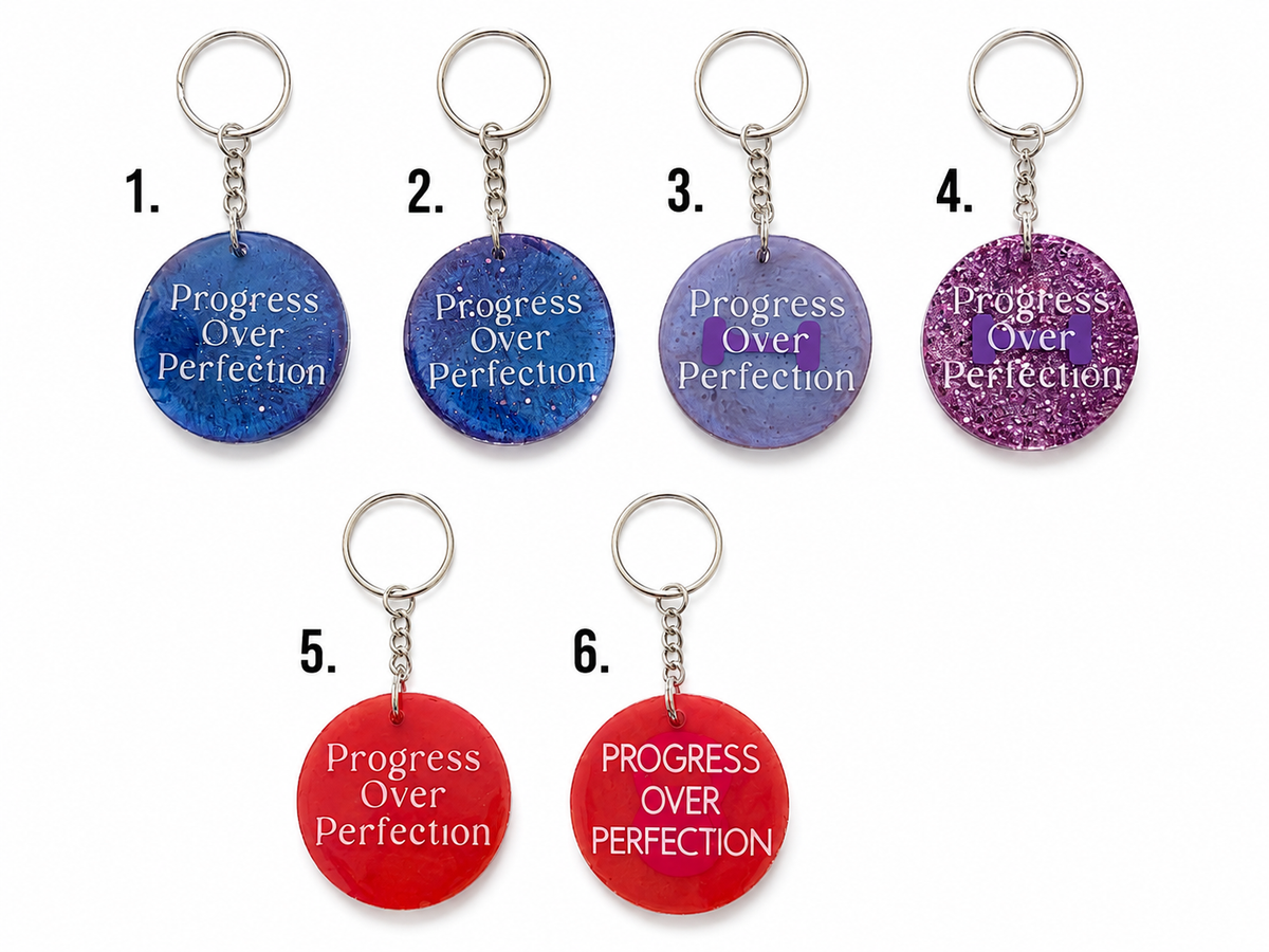"Progress Over Perfection" Keychain