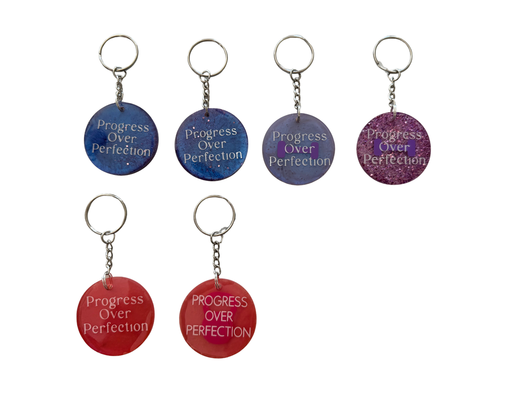 "Progress Over Perfection" Keychain